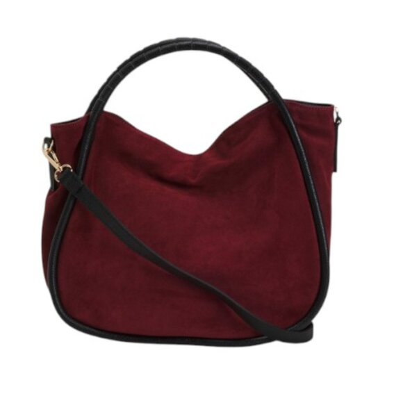 CHEVAL Made In Italy Suede Satchel With Tube Handles - Picture 1 of 4